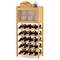 Gymax 20-Bottle Bamboo Wine Rack Cabinet Freestanding Display Shelf w/ Glass Hanger